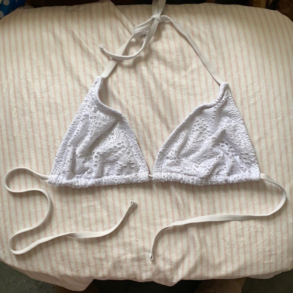 White eyelet string bikini top D/DD